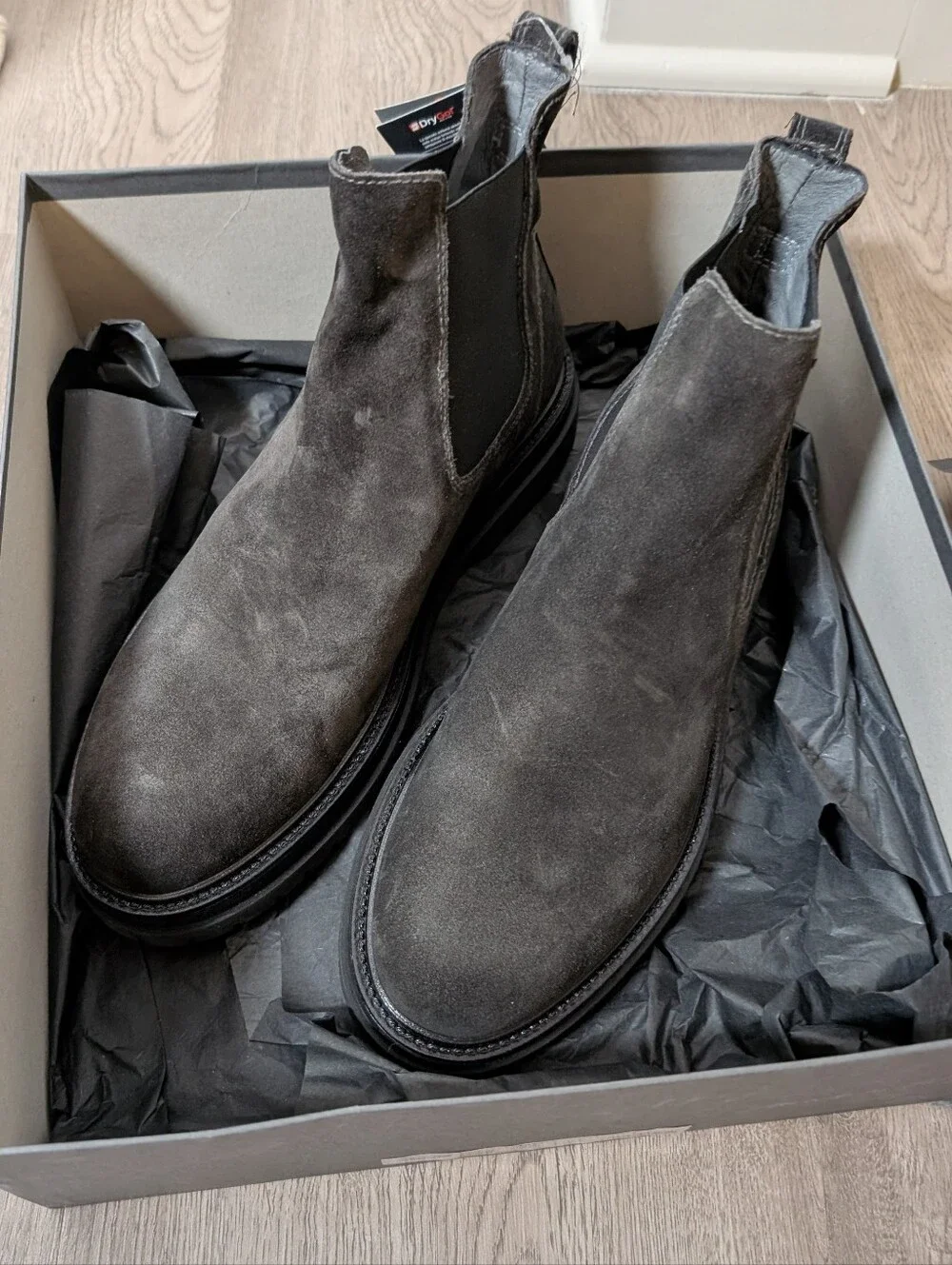 New Box Nero Giardini Men's Dark Grey Suede Boot Italy Size 44 US 10.5